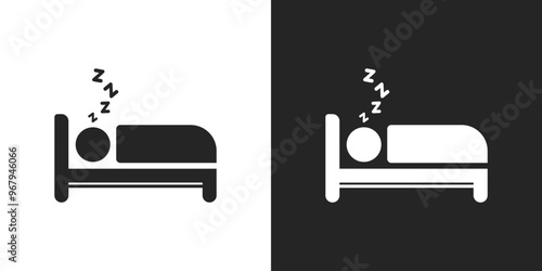 Sleeping bed sign black and white icon vector design