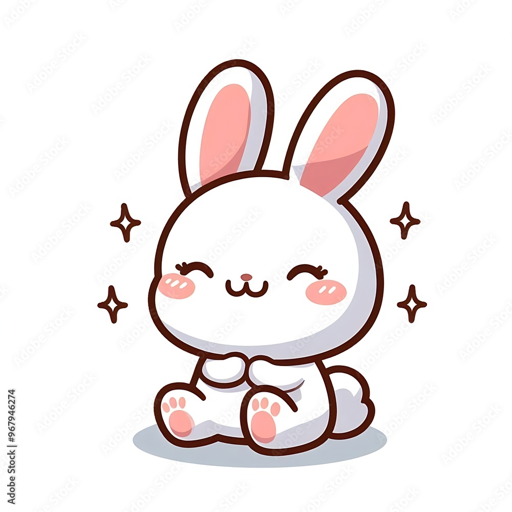 Cute rabbit, cartoon flat style illustration, white background, character Cute rabbit, cartoon flat style illustration, white background, character