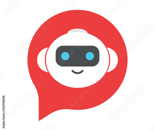 Chatbot Icon Design | AI Chat Support Symbol | Artificial Intelligence Bot Icon