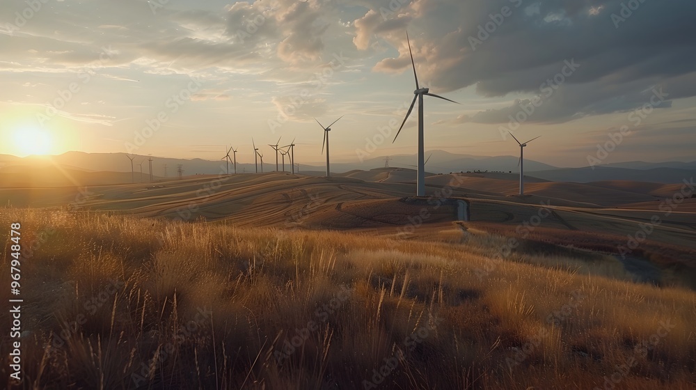 Obraz premium Community Wind Farm Project Exemplifying Collective Action Against Climate Change