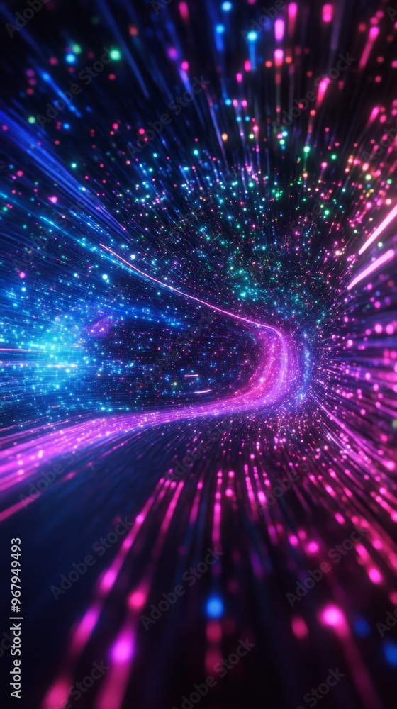 Naklejka premium Neon Cosmic Galaxy - Vertical Wallpaper for Phones