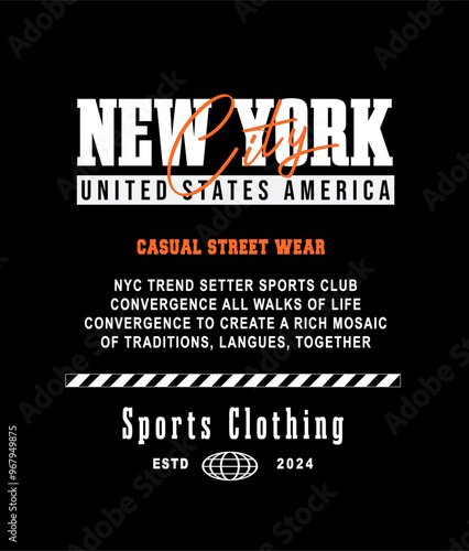 New york city college style for t shirt slogan design vector. 