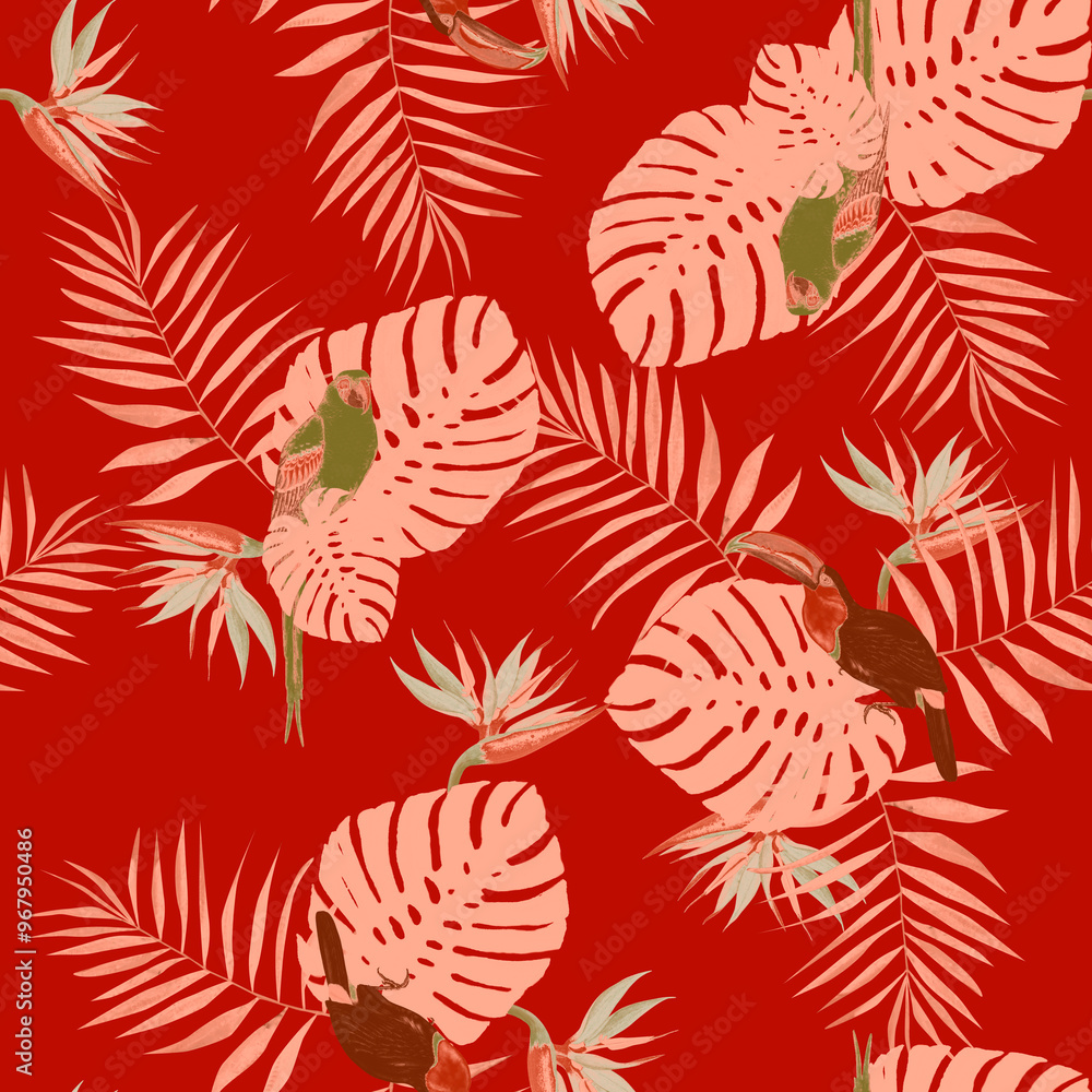 Tropical pattern, Digital print size 64 cm x 64 cm, JPG in Repeat (rapport), Resolution 300 DPI, ideal for fashion, decoration and stationery. Tropical pattern, Digital print size 64 cm x 64 cm, JPG in Repeat (rapport), Resolution 300 DPI, ideal for fashion, decoration and stationery.