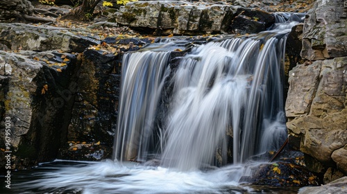 Serene Waterfall in Autumn
