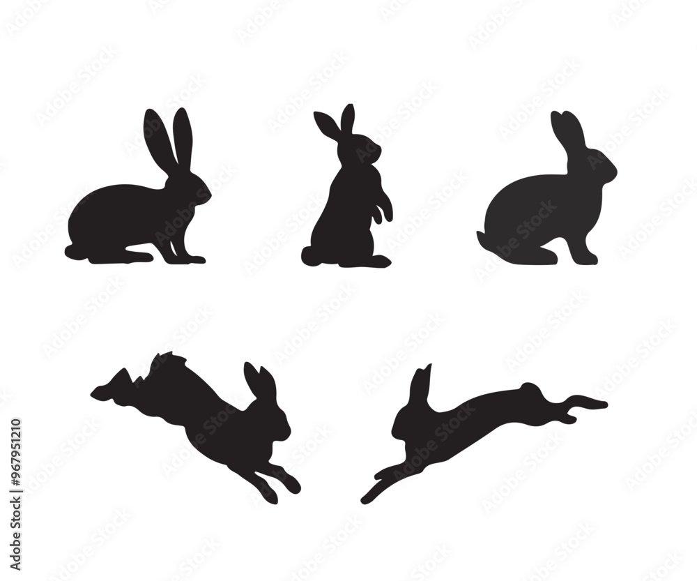 Obraz premium Set of rabbit silhouette
