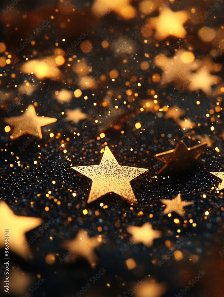 Gold Stars on Black Surface Gold Stars on Black Surface