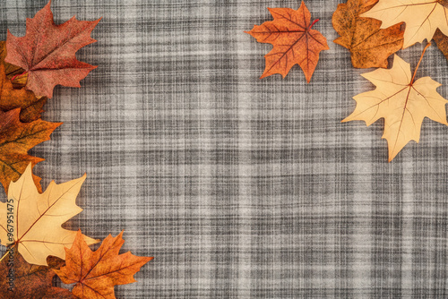 Wallpaper Mural Autumn leaves on a table with room for text Torontodigital.ca