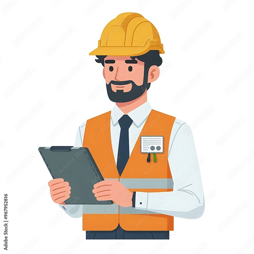 Engineer, flat style illustration, white background 