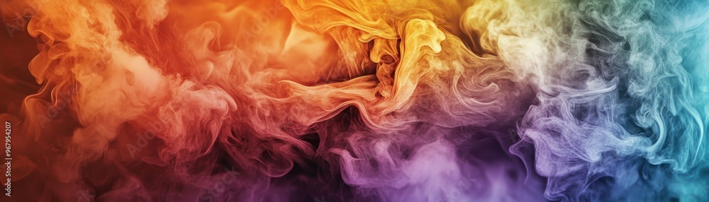 Fototapeta premium Abstract Swirling Smoke with Red, Orange, Yellow, and Blue Hues