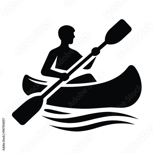 Silhouette of a Canoeing Scene on the Water