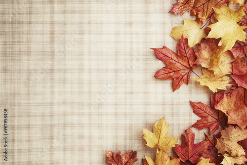 Wallpaper Mural Autumn leaves on a table with room for text Torontodigital.ca