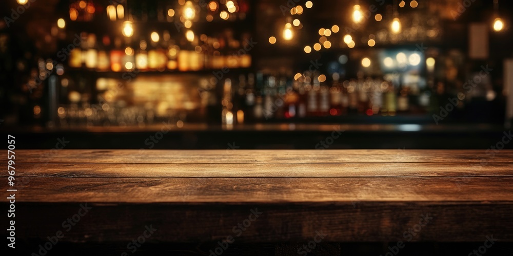 Wooden Table with Blurry Bar Wooden Table with Blurry Bar