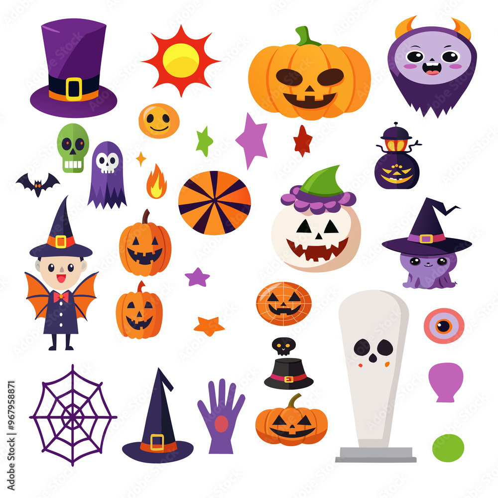 Halloween icons are isolated on a white background. Halloween icons are isolated on a white background.