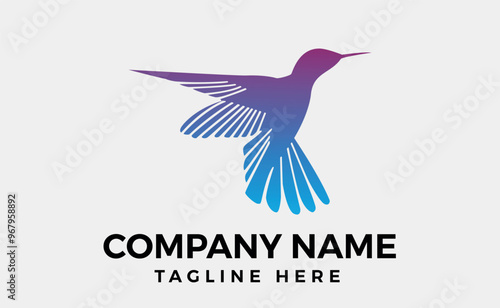 Minimal beauty flying humming bird logo icon symbol design template, Editable vector illustration.