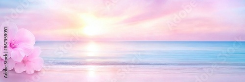 Abstract blurred sunrise sky and ocean nature background