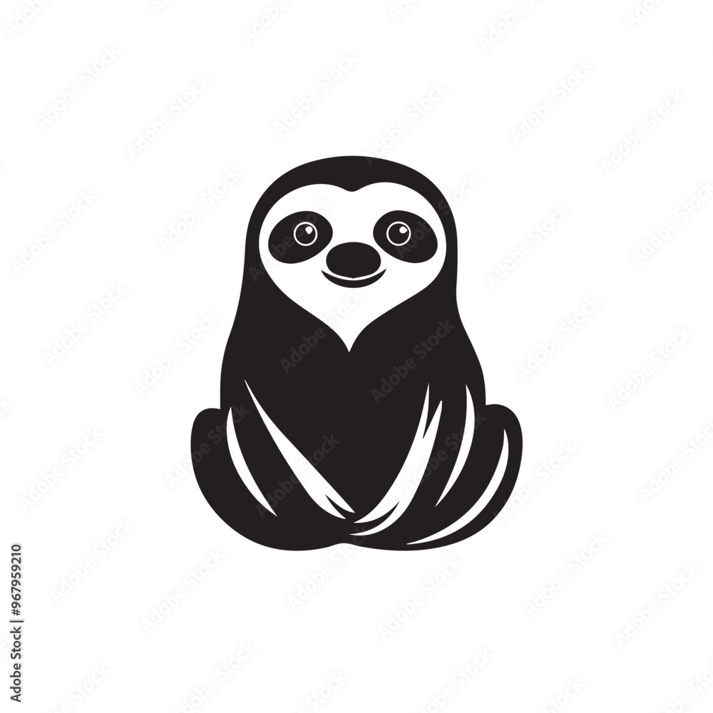 Obraz premium Sloth in cartoon, doodle style . Image for t-shirt, web, mobile apps and ui. Isolated 2d vector illustration in logo, icon, sketch style, Eps 10, black and white. AI Generative