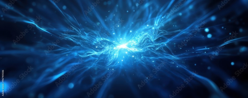 Fototapeta premium Vibrant blue abstract background depicting energy and movement, perfect for technology or science-themed projects.