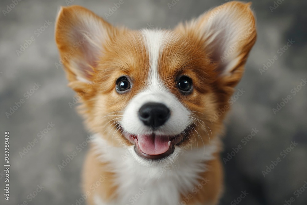 Fototapeta premium Small Brown White Dog Looking Up