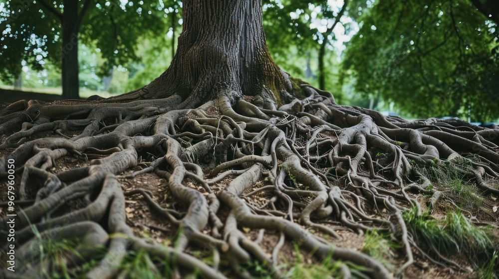 Close-up of Tree Roots in a Lush Forest Close-up of Tree Roots in a Lush Forest
