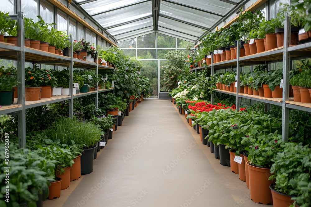 Interior View of a Well-Maintained Greenhouse | Lush Plant Growth and Sustainable Agriculture Interior View of a Well-Maintained Greenhouse | Lush Plant Growth and Sustainable Agriculture