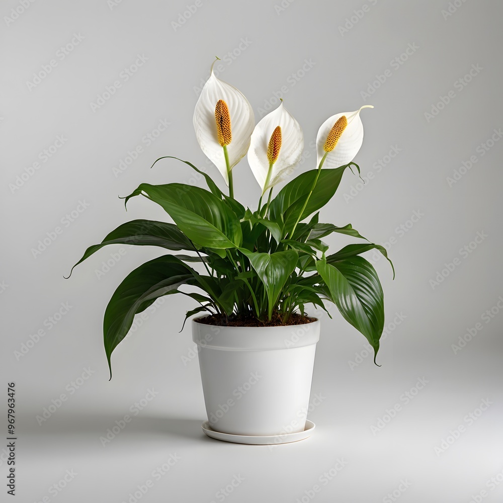 Peace Lily house plant on a white background, AI generated Peace Lily house plant on a white background, AI generated