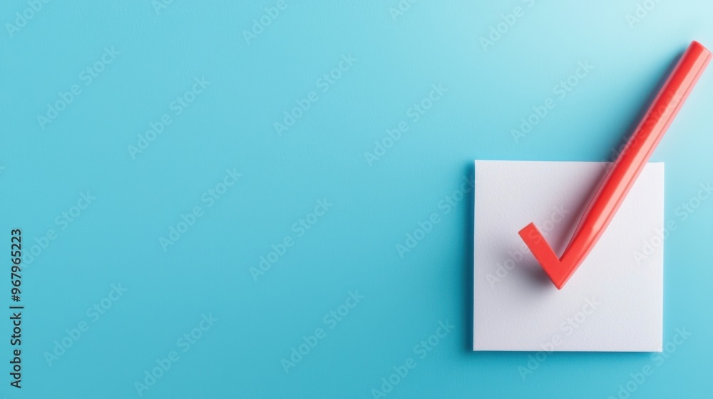 A vibrant blue background featuring a white check box with a red check mark, symbolizing approval and completion. A vibrant blue background featuring a white check box with a red check mark, symbolizing approval and completion.