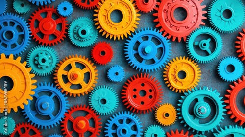 A set of colorful gears interlocking smoothly, each gear etched with cultural symbols, representing how diverse cultures work in harmony within a shared system