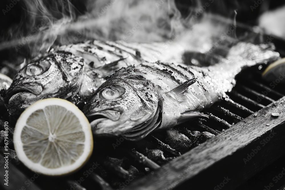 Grilled Fish with Lemon Slice Grilled Fish with Lemon Slice