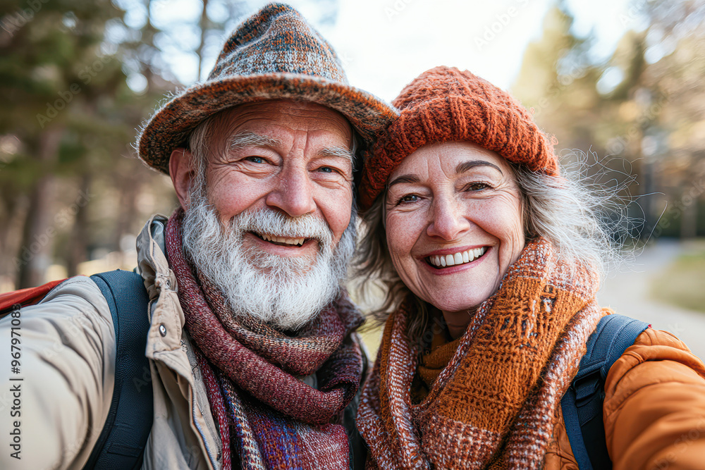 Smiling Senior Couple Taking Selfie Outdoors in Vibrant Sunlight, Embracing Healthy Active Lifestyle Smiling Senior Couple Taking Selfie Outdoors in Vibrant Sunlight, Embracing Healthy Active Lifestyle