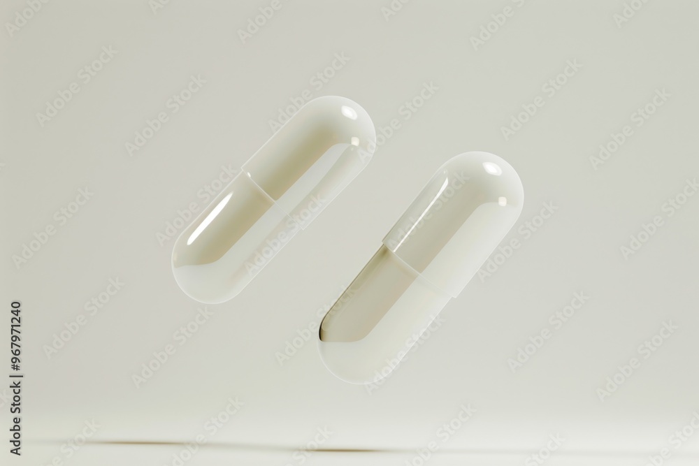 A pair of pills suspended in the air, possibly representing a moment of weightlessness or freedom A pair of pills suspended in the air, possibly representing a moment of weightlessness or freedom