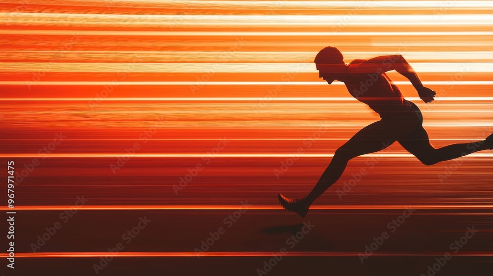 A sprinter mid-action on a vibrant track, with dynamic motion lines extending outward, conveying proactive momentum and energy towards goals A sprinter mid-action on a vibrant track, with dynamic motion lines extending outward, conveying proactive momentum and energy towards goals