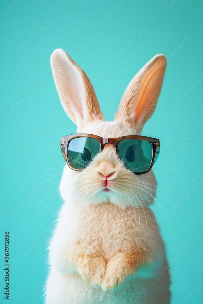 Cute funny Easter bunny wearing glasses, set against a solid color background. Intellectual look, perfect for Easter and spring-themed designs and concepts. Cute funny Easter bunny wearing glasses, set against a solid color background. Intellectual look, perfect for Easter and spring-themed designs and concepts.