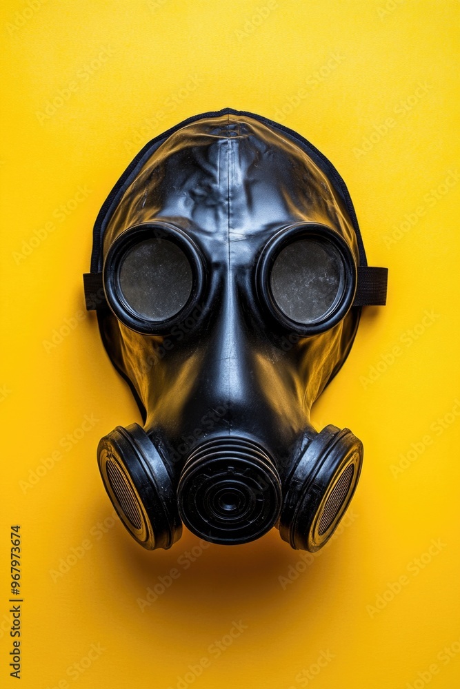 Gas mask on yellow background Gas mask on yellow background