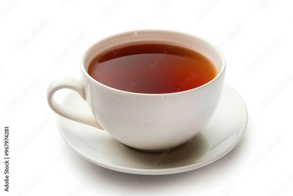 A small cup of tea sits on a saucer, perfect for a cozy moment A small cup of tea sits on a saucer, perfect for a cozy moment