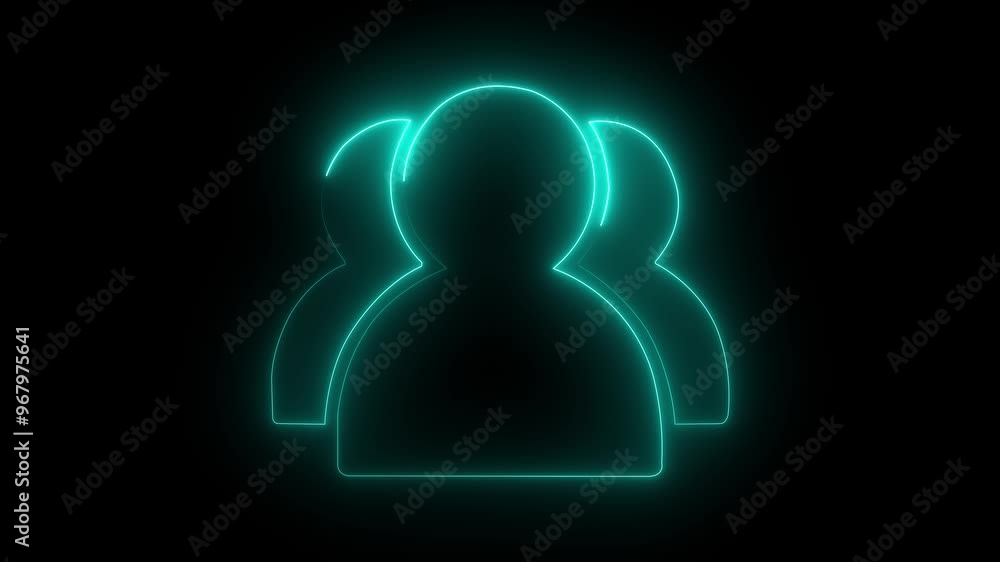 glowing neon turquoise color man icon animation video. 3 man icon, often used in digital interfaces, graphic design, and signage. is 3 man, man icon on black background glowing neon turquoise color man icon animation video. 3 man icon, often used in digital interfaces, graphic design, and signage. is 3 man, man icon on black background