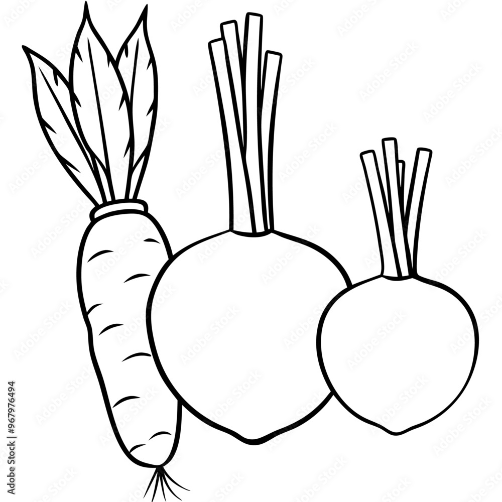 jicama bamboo shoots rutabaga vegetables outline coloring book page line art illustration digital drawing jicama bamboo shoots rutabaga vegetables outline coloring book page line art illustration digital drawing