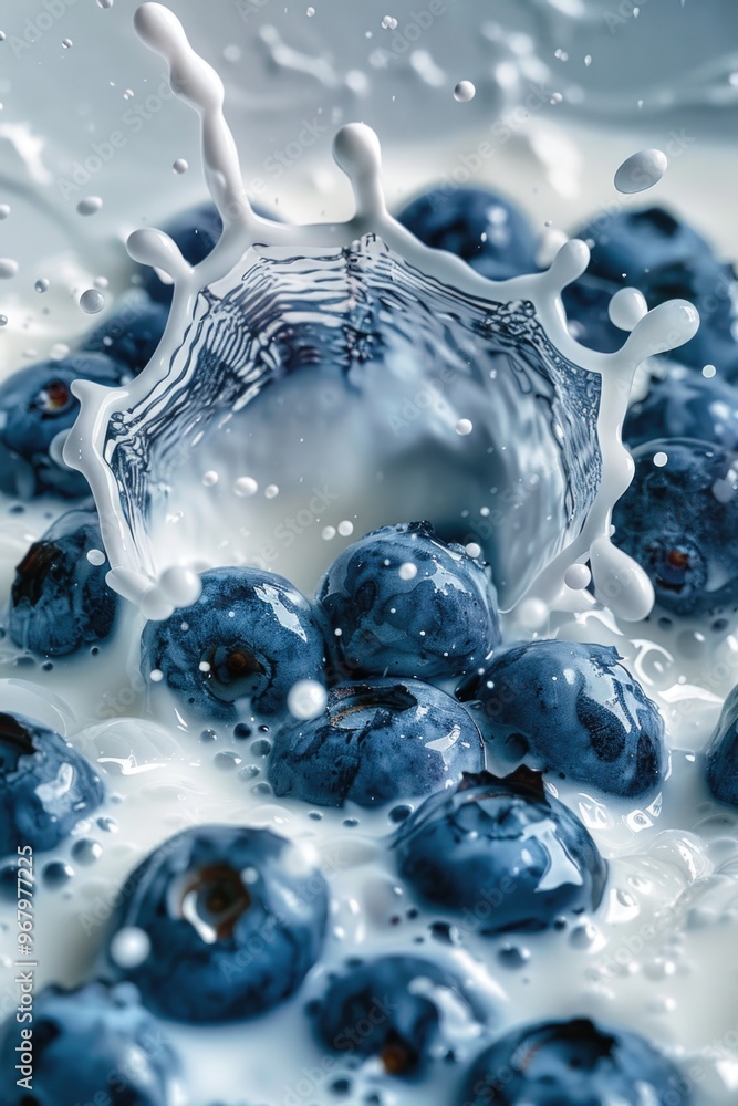 custom made wallpaper toronto digitalA fresh blueberry bowl with a creamy milk splash