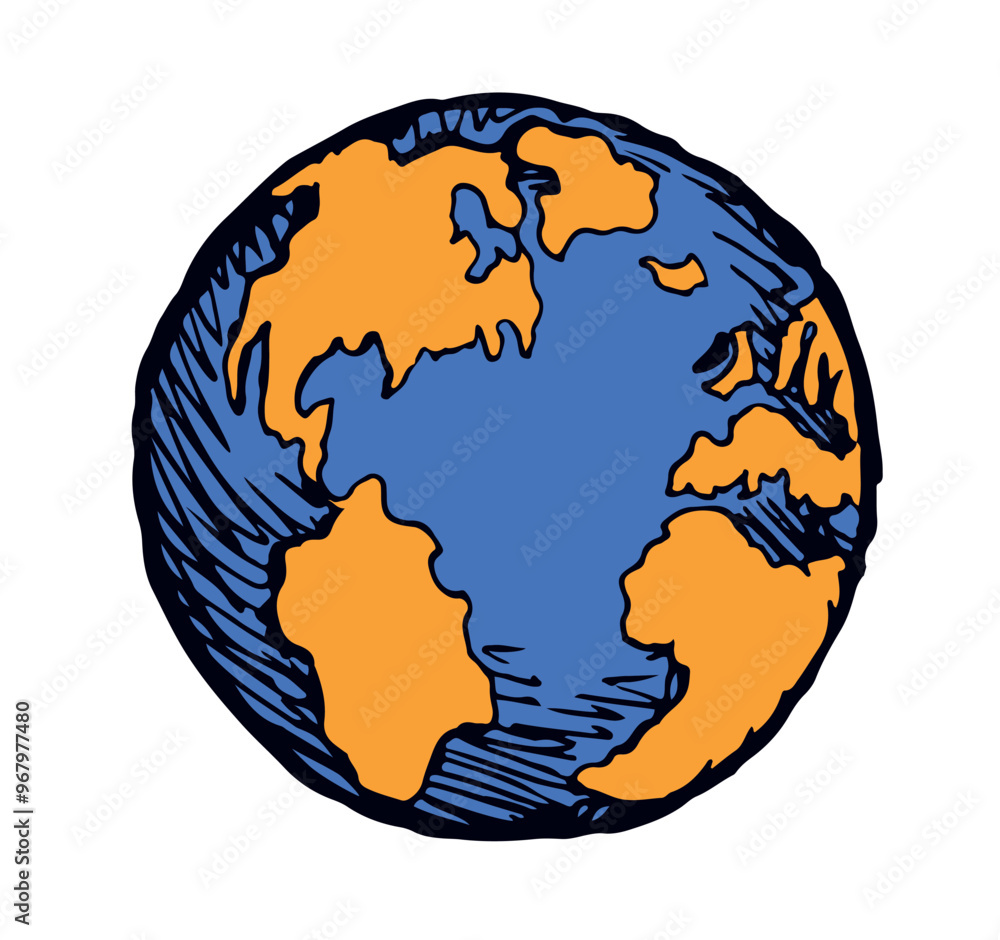 Vector drawing. Earth planet icon Vector drawing. Earth planet icon