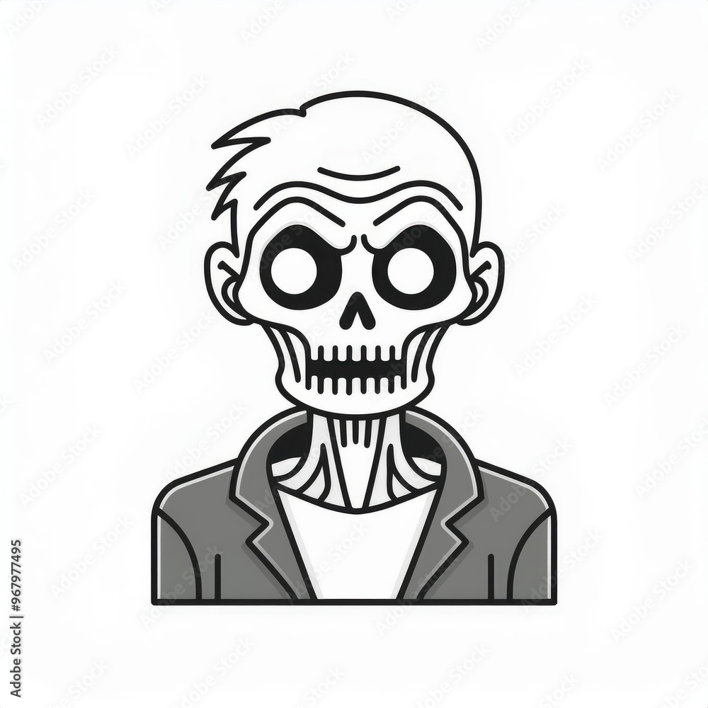 Cartoon Zombie Character with Glowing Red Eyes, Green Decayed Skin, Exposed Yellow Teeth, and Black Hoodie. Vector Icon Illustration of Undead Horror Halloween Figure in Minimalist Style Cartoon Zombie Character with Glowing Red Eyes, Green Decayed Skin, Exposed Yellow Teeth, and Black Hoodie. Vector Icon Illustration of Undead Horror Halloween Figure in Minimalist Style