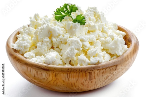 Wallpaper Mural A wooden bowl filled with creamy cottage cheese and fresh parsley, perfect for a healthy snack or meal Torontodigital.ca