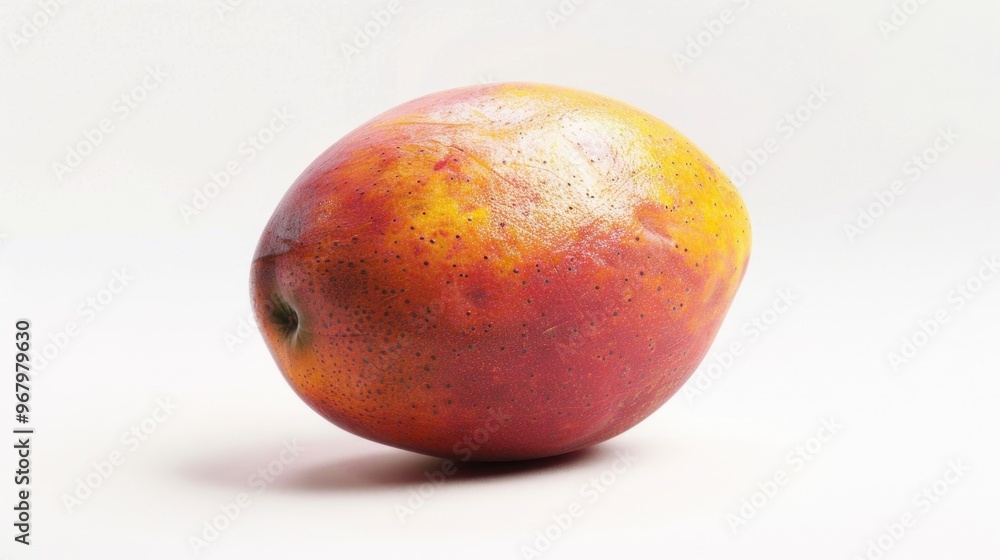 A ripe mango sitting alone on a white surface A ripe mango sitting alone on a white surface