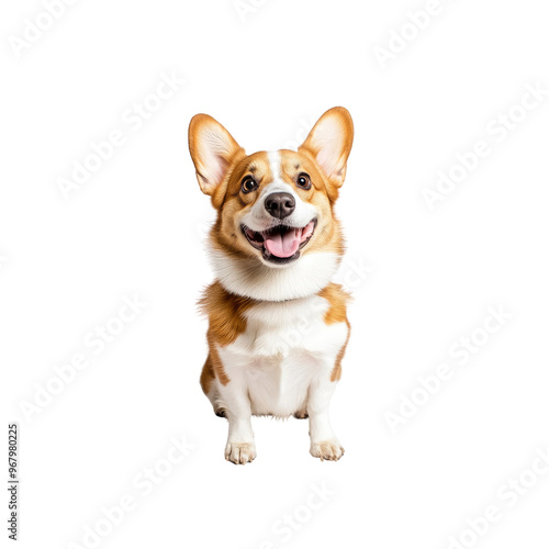 Happy Pembroke Welsh Corgi Sitting and Smiling