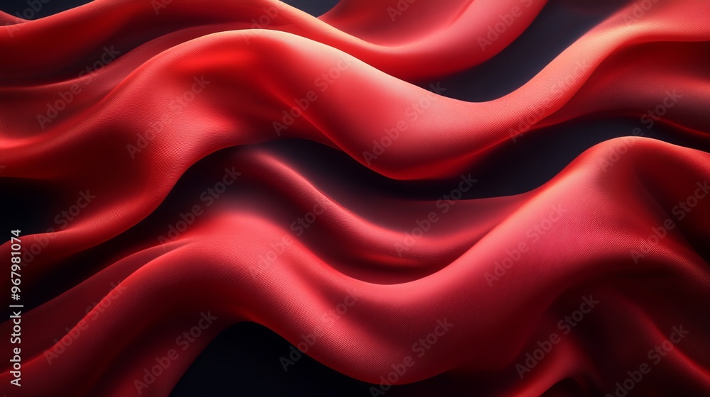 Obraz premium Flowing red silk waves, abstract pattern. Elegance and luxury concept