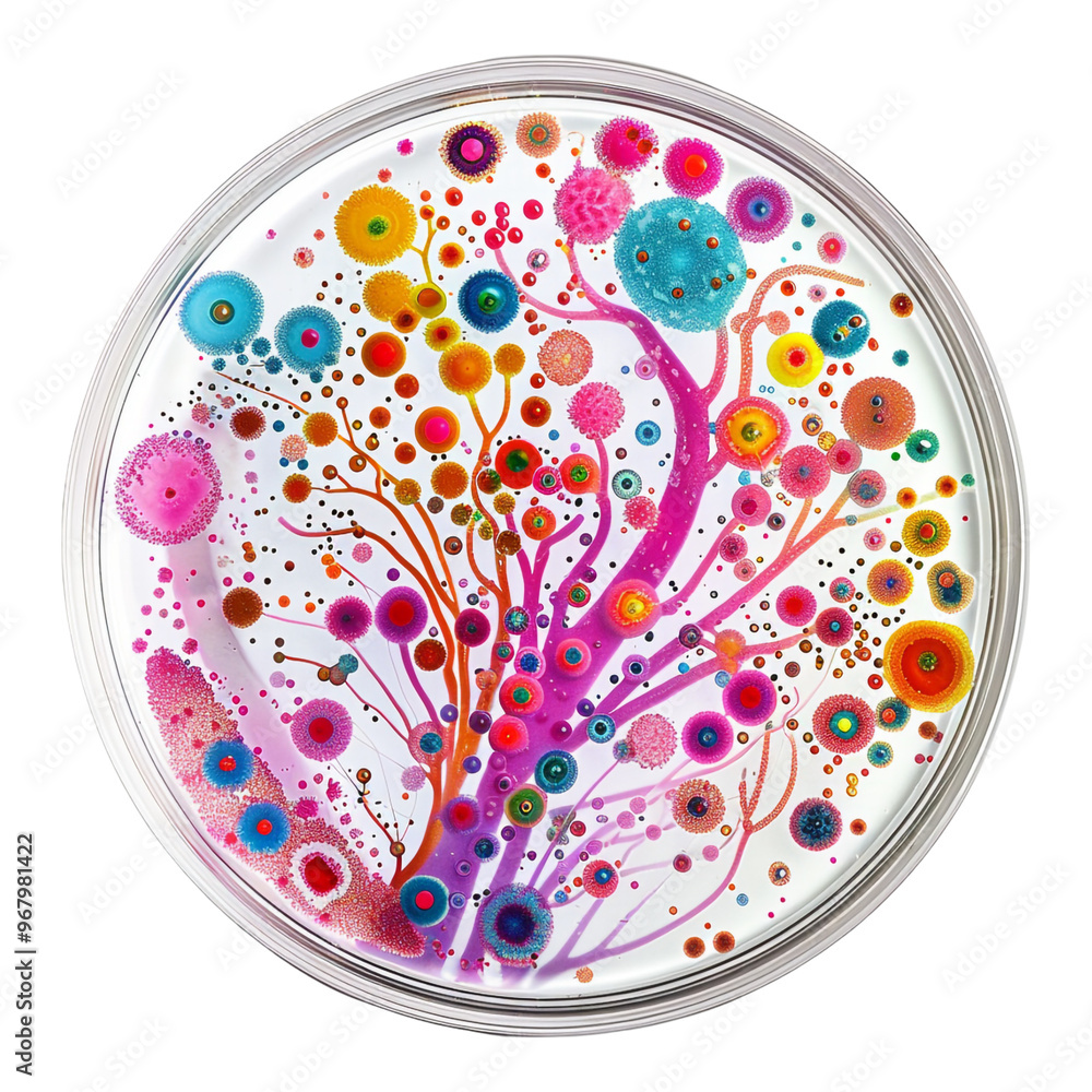 Colorful Bacterial Culture in Petri Dish Colorful Bacterial Culture in Petri Dish