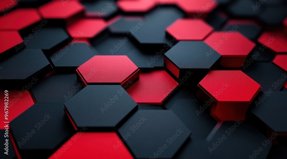 Abstract Red and Black Hexagon Pattern Abstract Red and Black Hexagon Pattern