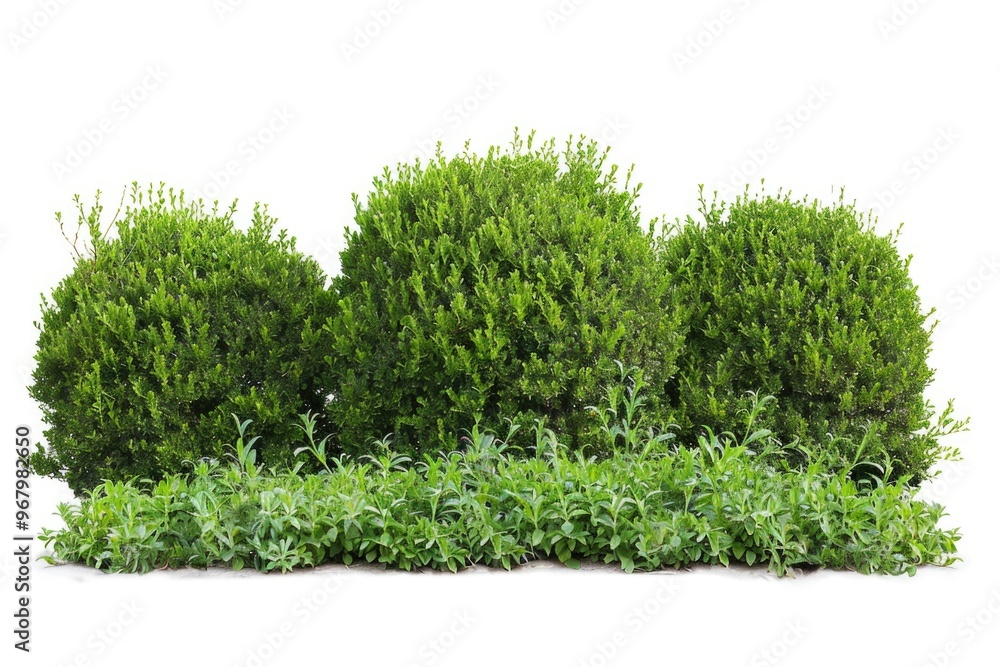 Fototapeta premium A collection of green bushes growing together in a row