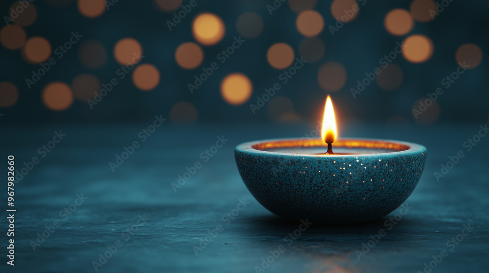 Single Diya with Warm Bokeh Lights Single Diya with Warm Bokeh Lights