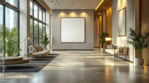 Wallpaper Mural Spacious lobby with a large blank canvas, perfect for showcasing art or signage. Torontodigital.ca