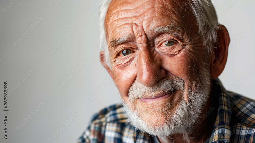 Elderly man in plaid shirt Elderly man in plaid shirt