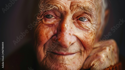 Thoughtful elderly man close-up portrait